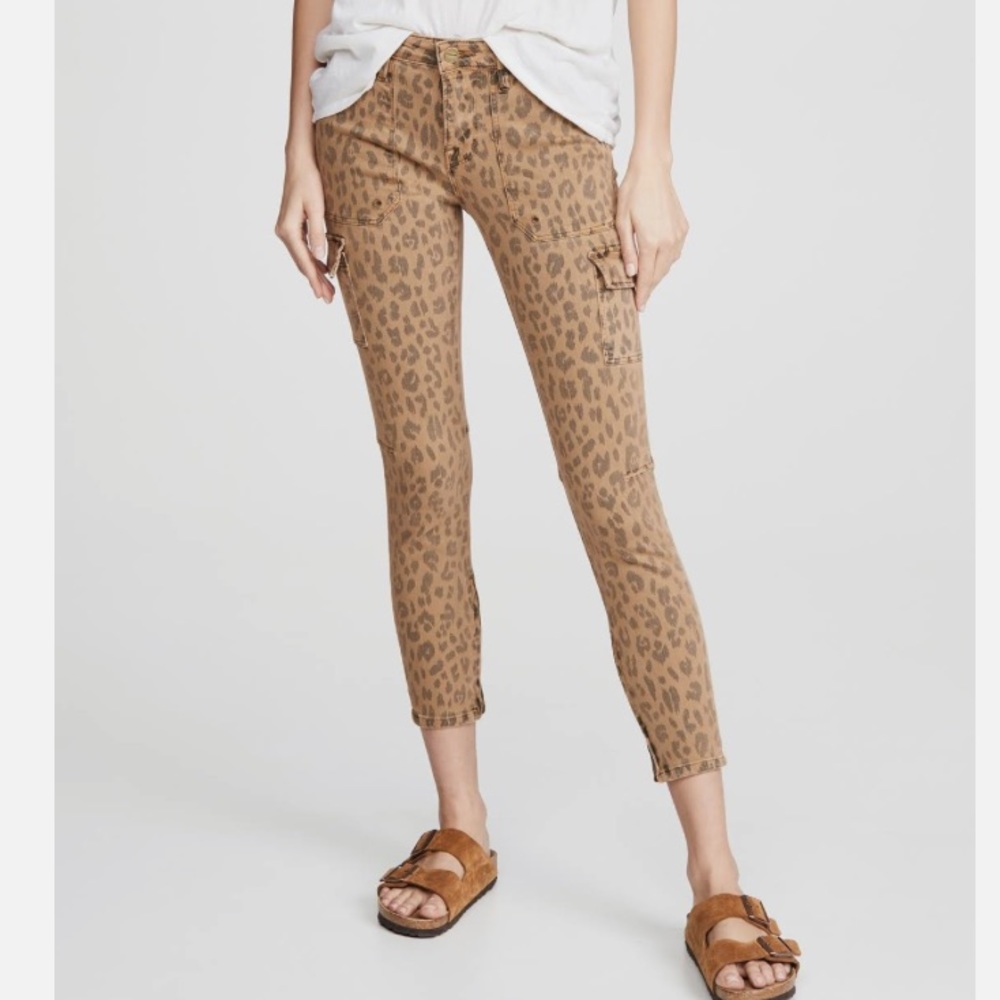 NWT Frame Denim Spring Cheetah Skinny Cargo Utility Pants with zipper hem - Picture 5 of 9